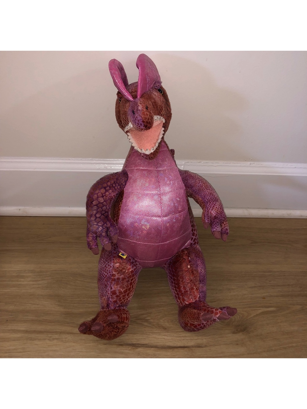 DILOPHOSAURUS VINTAGE 2007 BUILD A BEAR PINK RED DINOSAUR PLUSH SUPER RARE